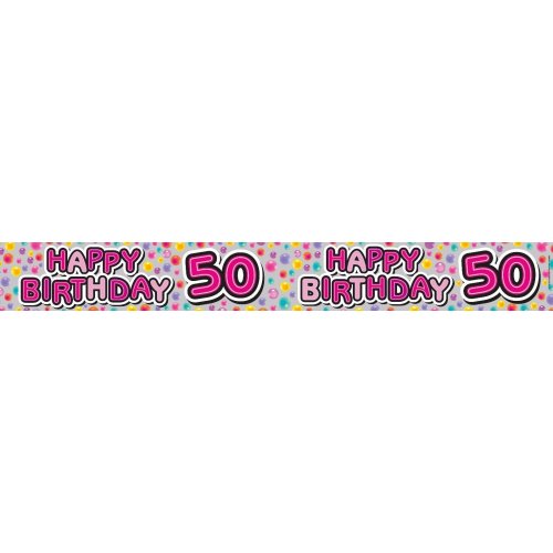 Happy 50th Birthday Banner in pink - Party Celebration Decorations NZ